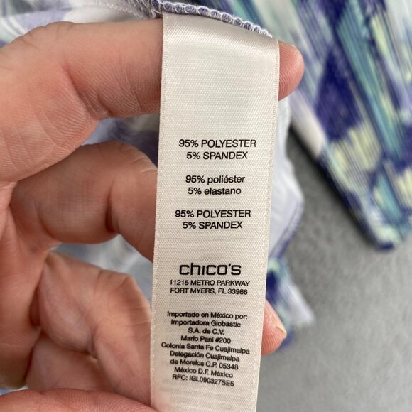 Chicos Top Womens 1 US Medium Blue Abstract Easywear Open Kimono Stretch Knit - Picture 6 of 10